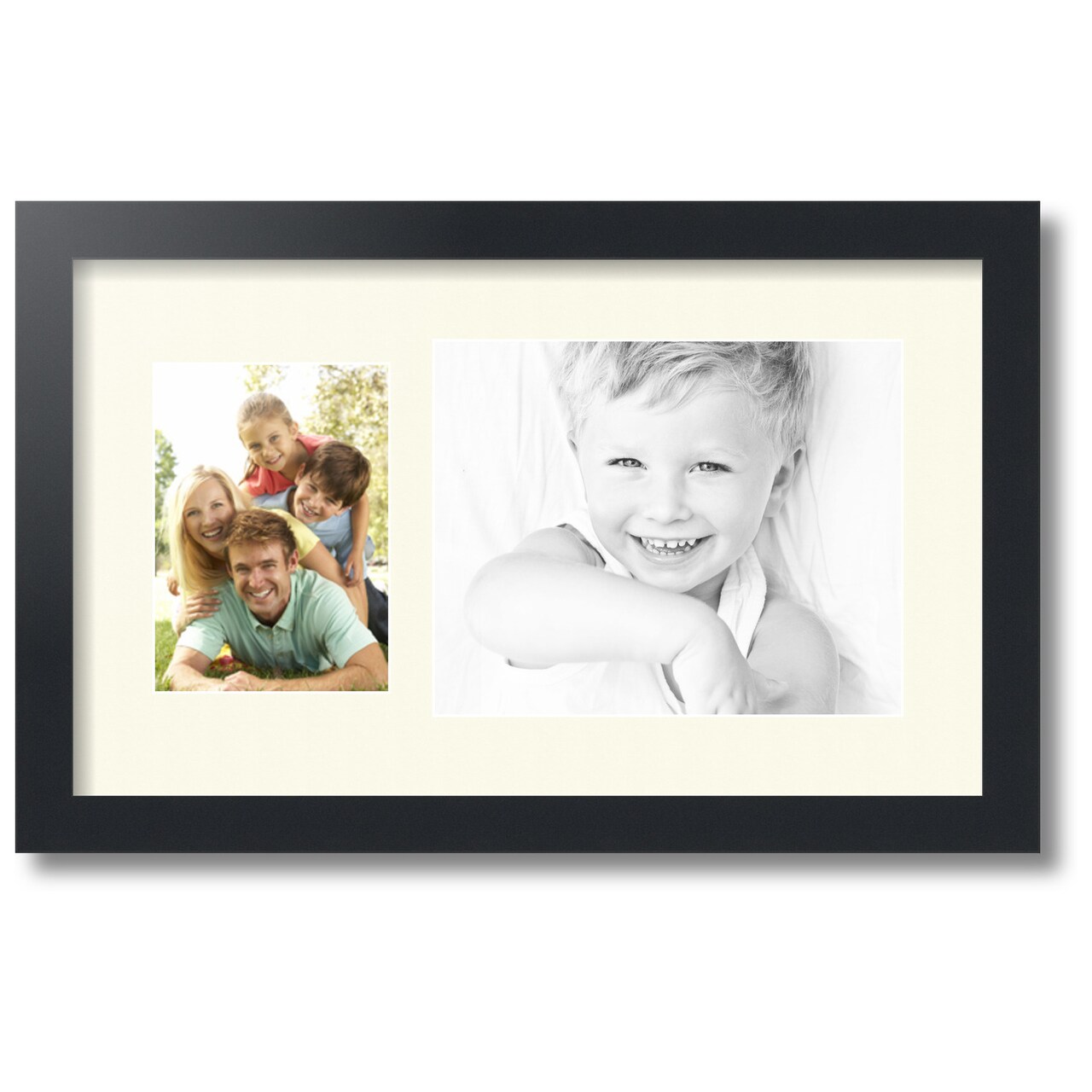 ArtToFrames Collage Photo Picture Frame with 1 - 5x7, 8x10 inch Openings, Framed in Black with Over 62 Mat Color Options and Regular Glass (CSM-3926-166)